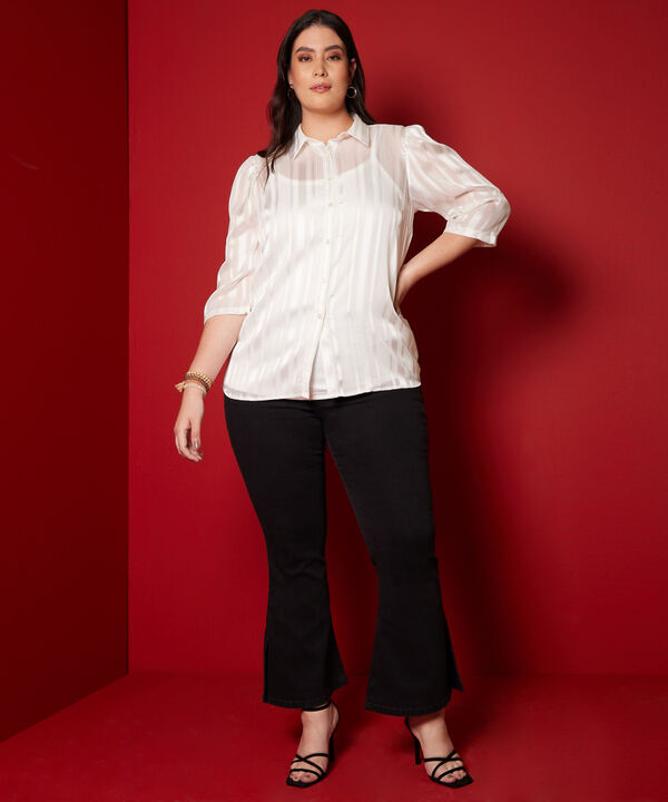 Camisa Manga Larga tela Con Lurex  Con Top Interno