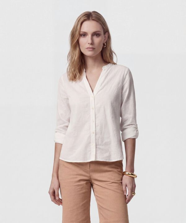 Blusa De Cuello Neru Y Manga Ajustable Para Mujer image number null