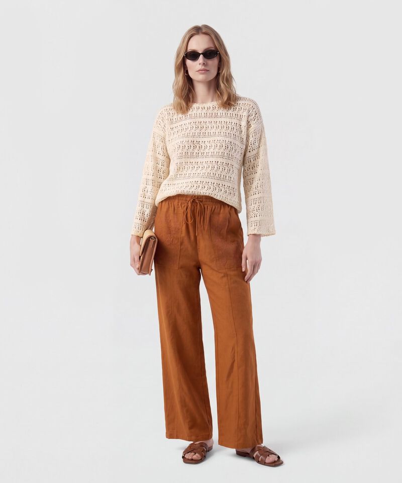 Pantal&oacute;n Wide Leg Con Bolsillos Para Mujer