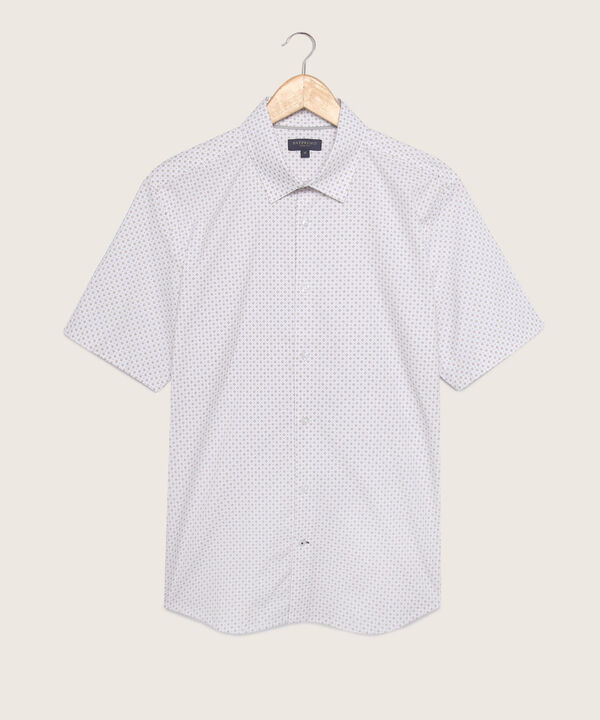 Camisa Estampada Manga Corta, Cuello Formal