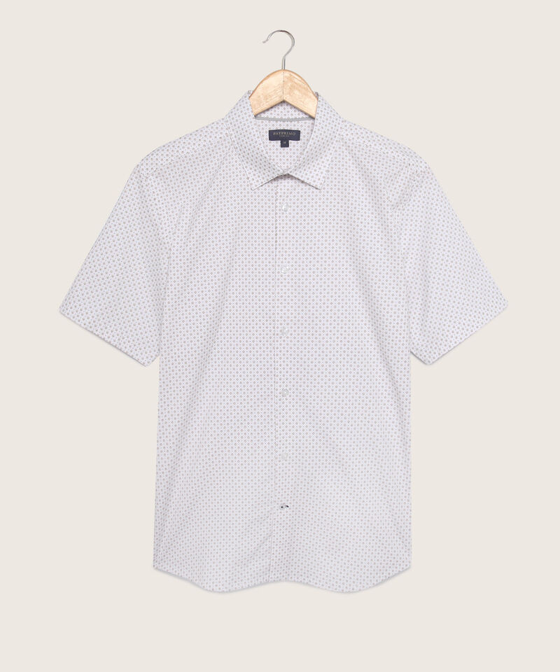Camisa Estampada Manga Corta, Cuello Formal