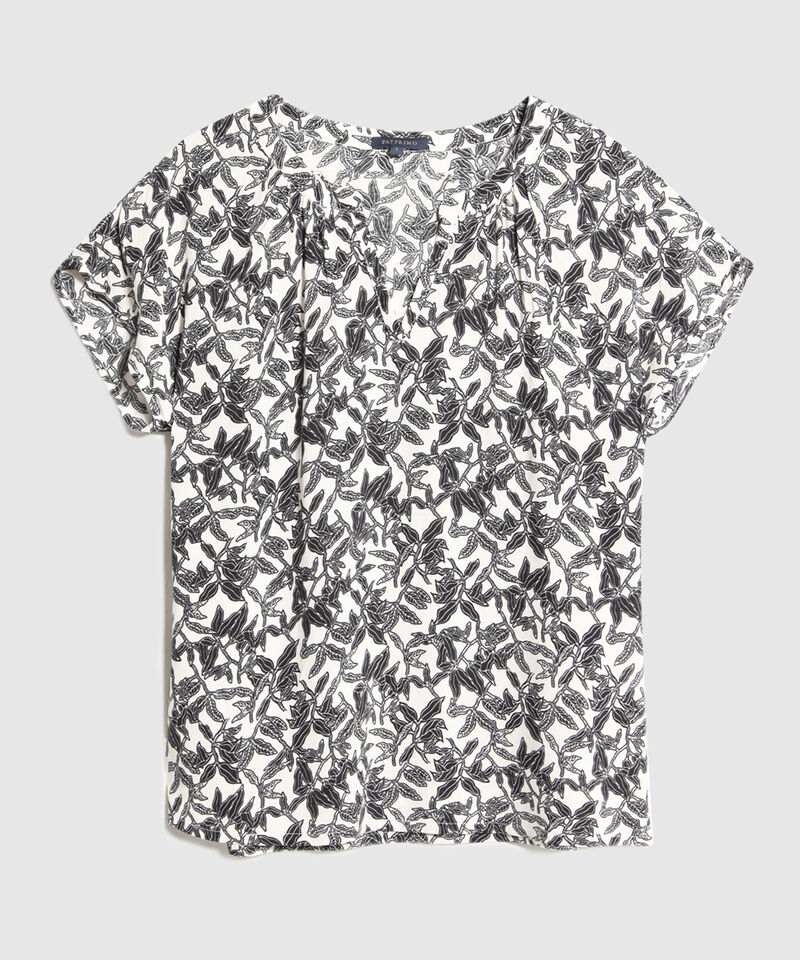 Blusa Escotada Estampado Botánico