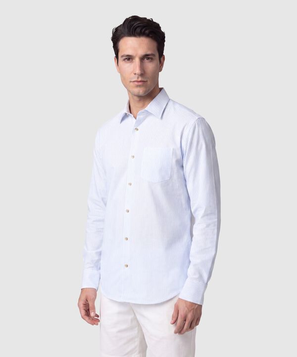 Camisa Hombre Manga Larga con Bolsillo