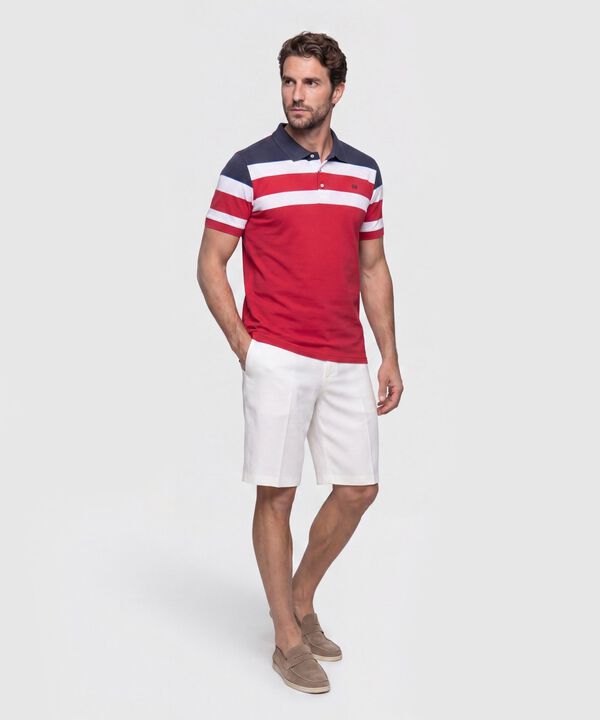 Polo Con Dise&ntilde;o De Bloques Y Franjas 