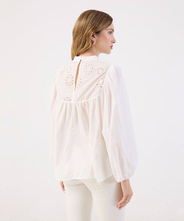 Blusa Bordada Para Mujer Manga Larga Abullonada