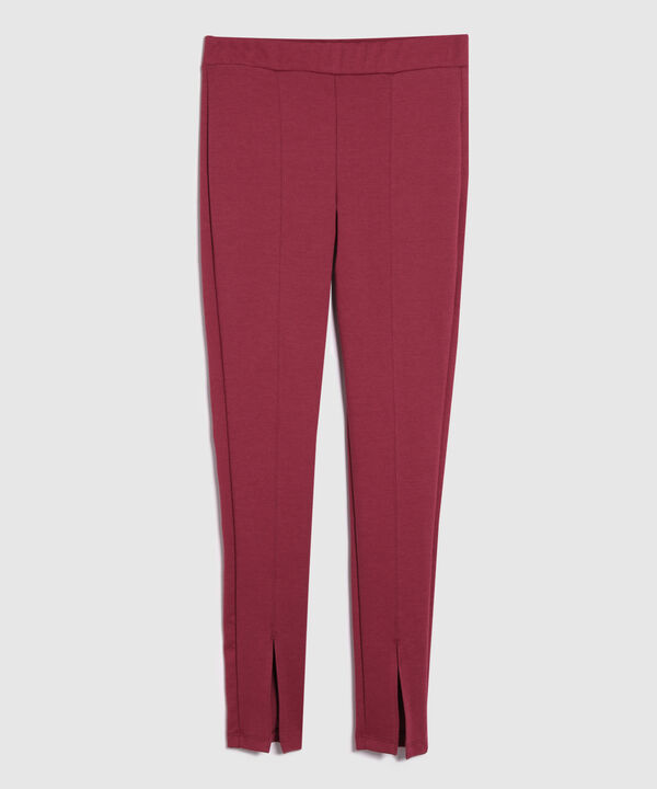 Leggins Unicolor, Tiro Alto Con Corte Central Y Abertura En Bota, Trópico Floral