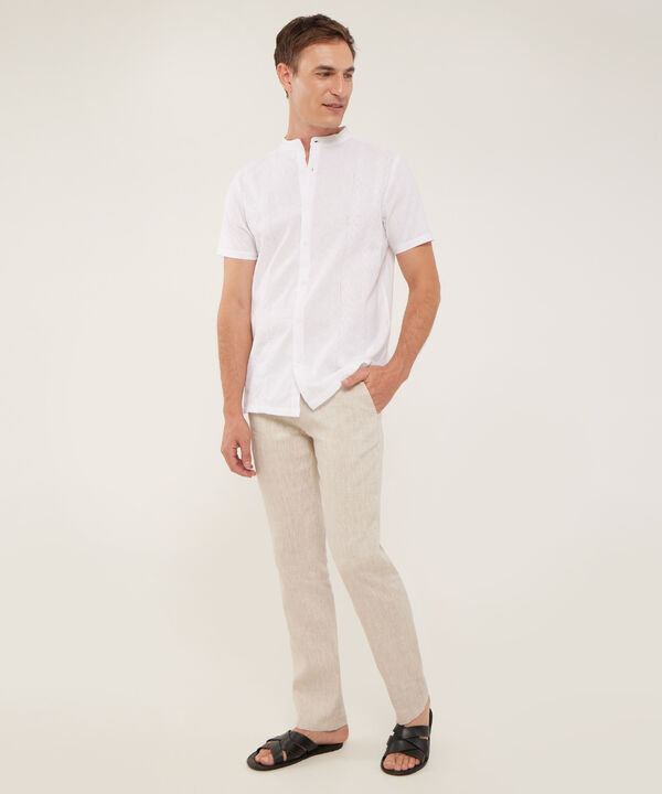 Camisa Guayabera Cuello Neru Bordada En Frente