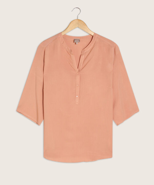 Blusa Manga 3/4  Con Pechera Corta Unicolor