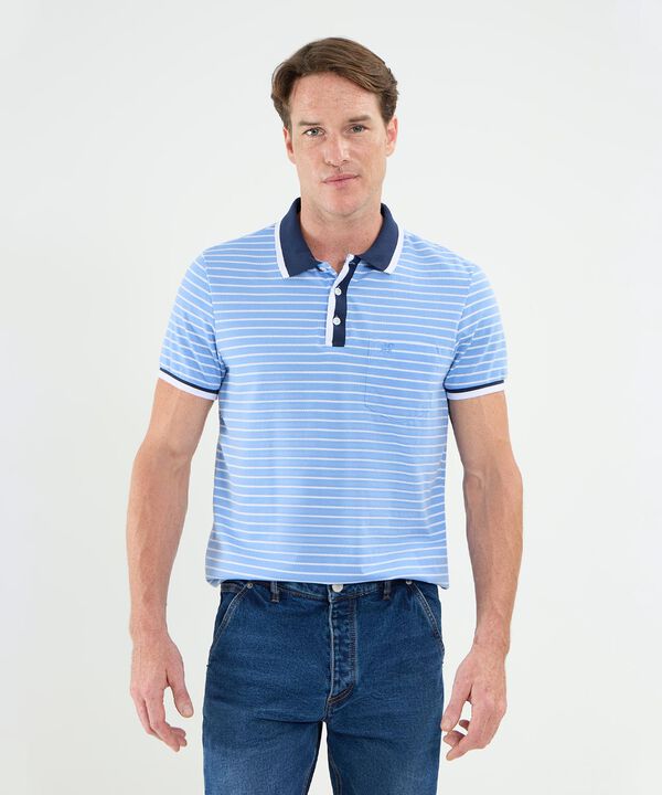 Polo Cuello Y Puños Tejidos Preteñida Con Bolsillo Para Hombre image number null