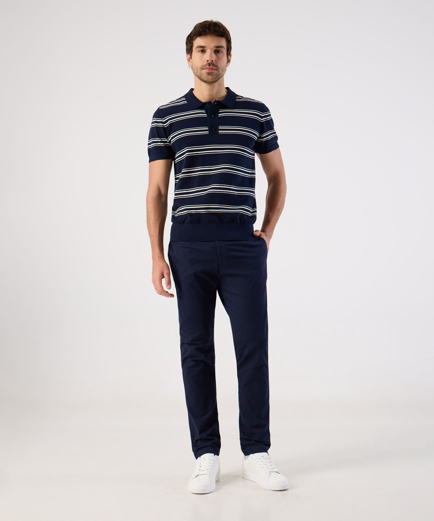 Polo De Punto A Rayas Para Hombre