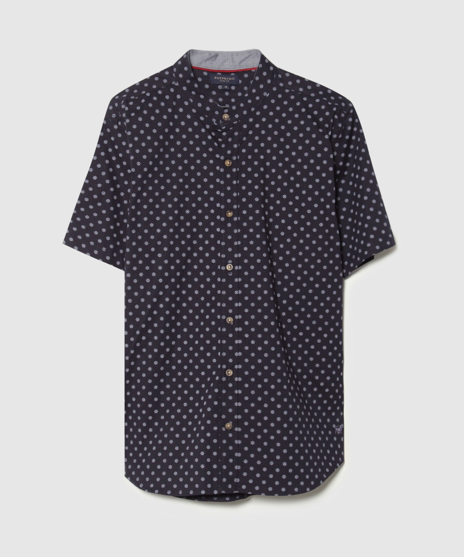Camisa Cuello Neru  Manga Corta Estampada