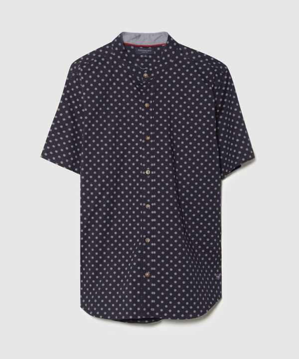 Camisa Cuello Neru  Manga Corta Estampada