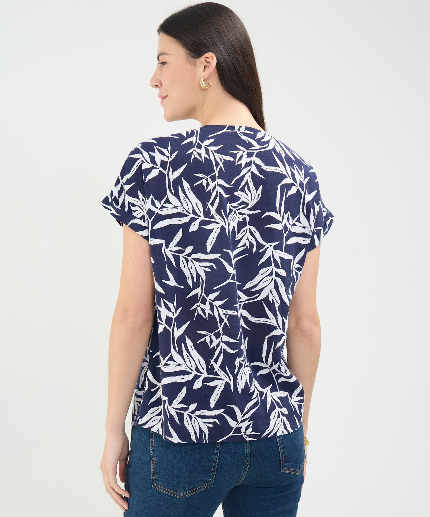 Blusa Estampada en Efecto Lino