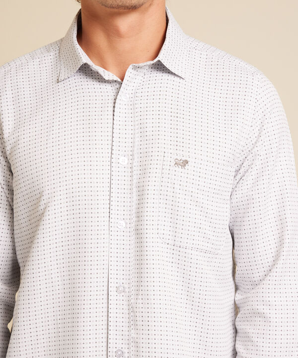 Camisa Estampada Manga Larga Con Bolsillo, Silueta Regular Fit