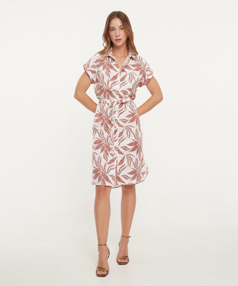 Vestido Camisero En Lino Estampado