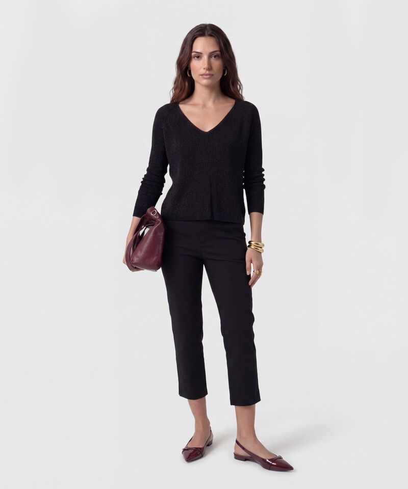 Saco De Punto Cuello En V Mujer