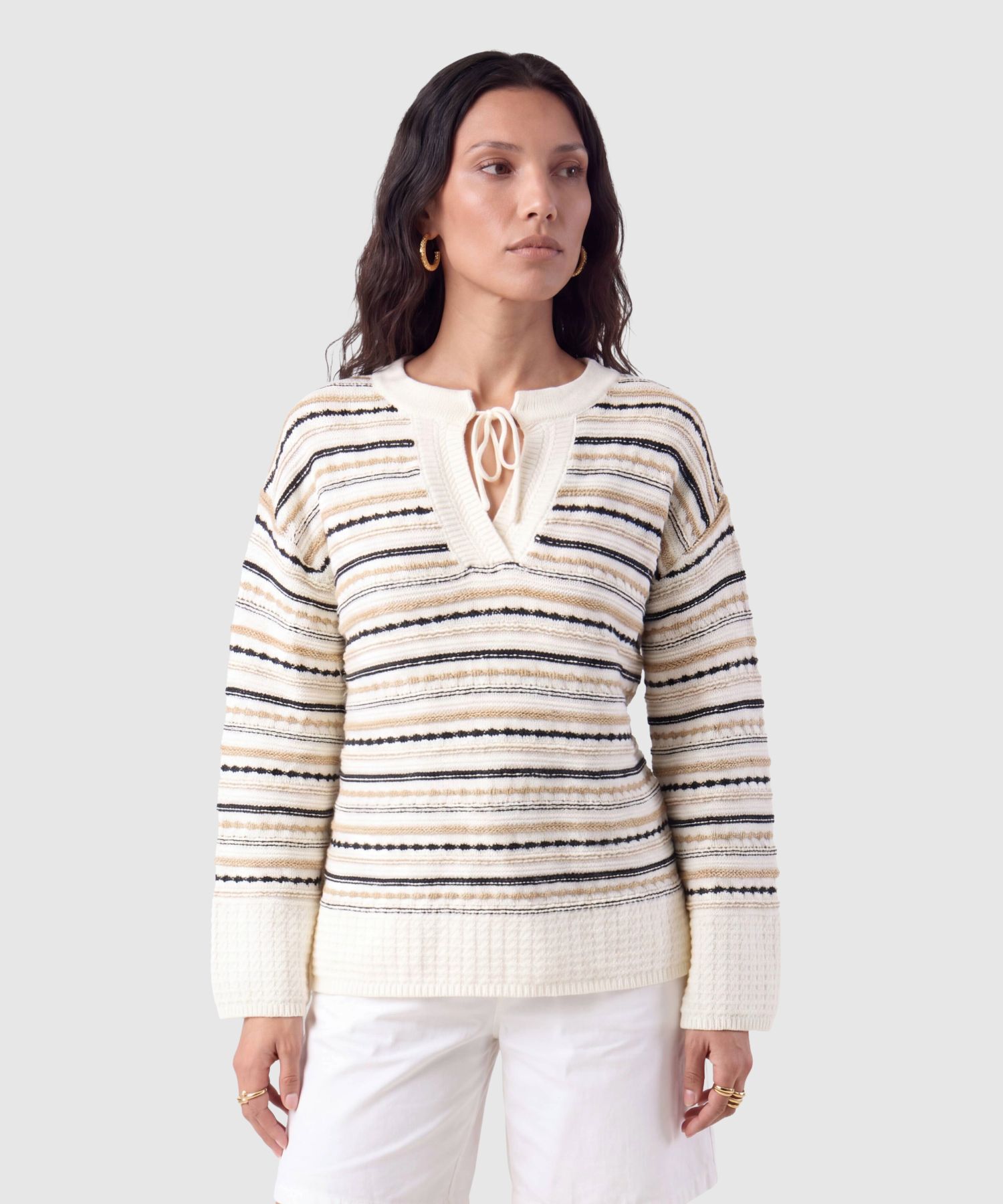 Saco Tejido Cuello Lazo Para Mujer
