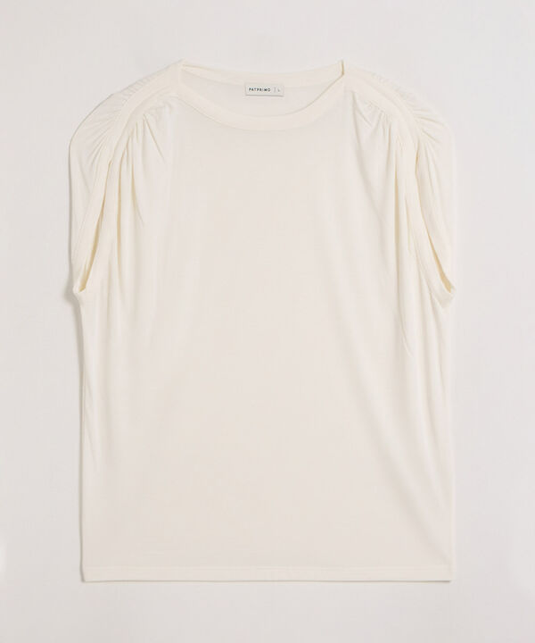 Camiseta Mujer Hombros Fruncidos Sin Mangas image number null