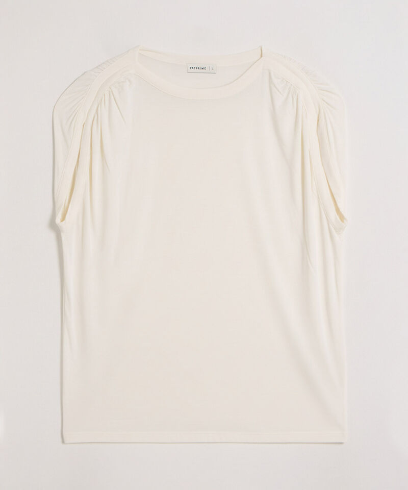 Camiseta Mujer Hombros Fruncidos Sin Mangas