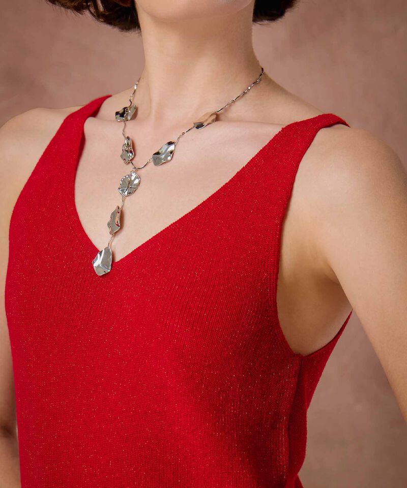 Top De Punto Acanalado Cuello V Mujer