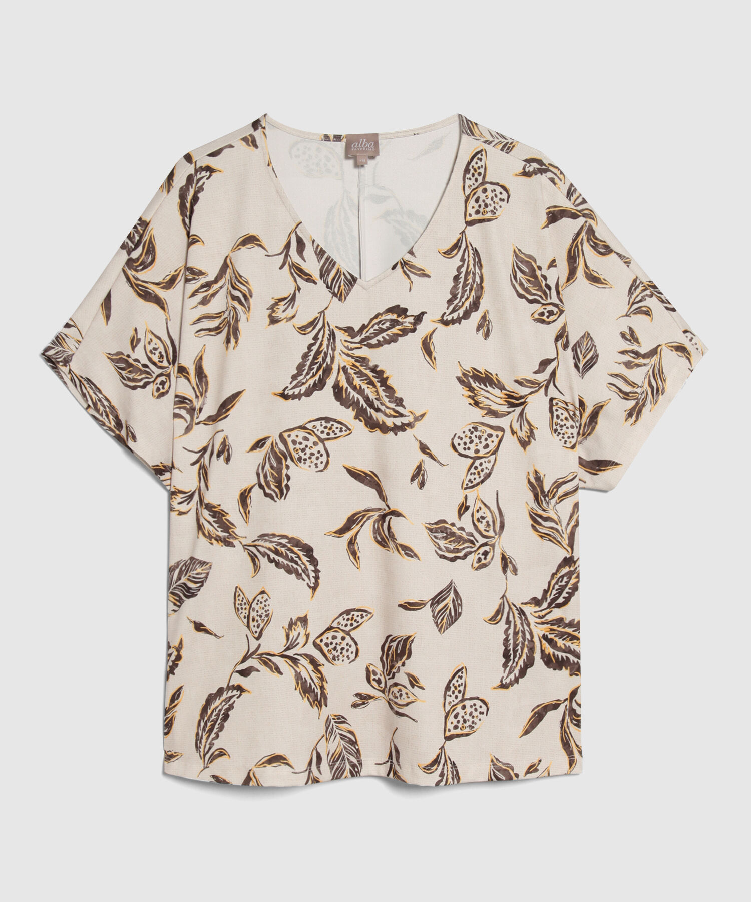 Camiseta Cuello V Estampada Manga Murciélago