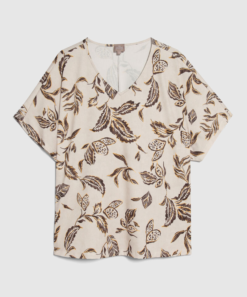 Camiseta Cuello V Estampada Manga Murciélago