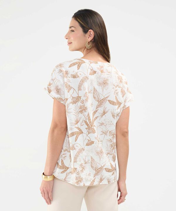 Blusa Estampada en Efecto Lino