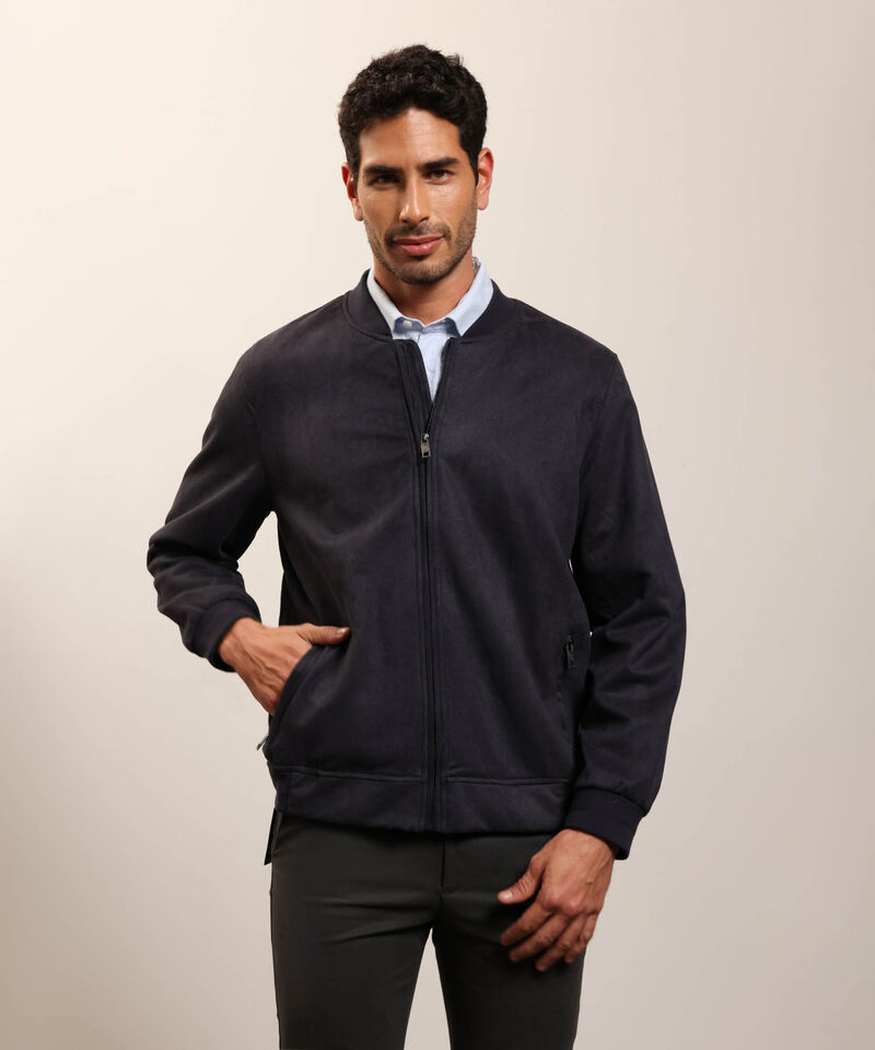 Chaqueta Bomber de Tela Lisa para Hombre Casual