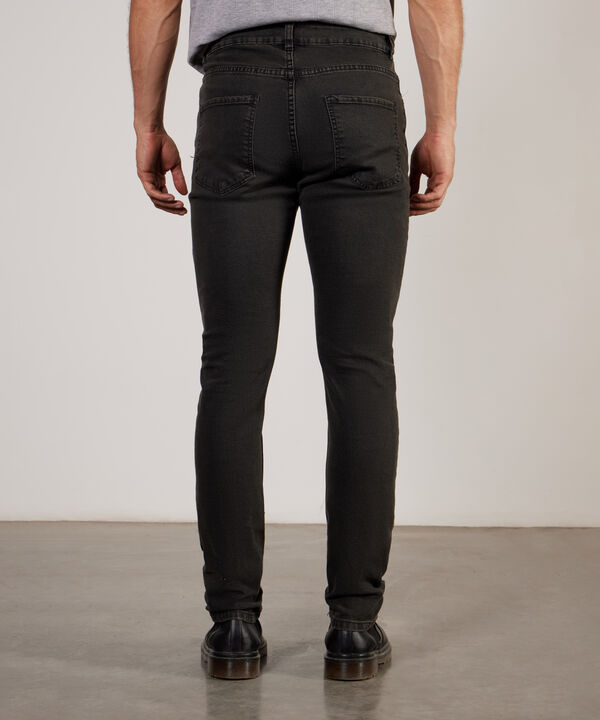 Jean Jean Slim Negro Lavado Con Arrugas 3D