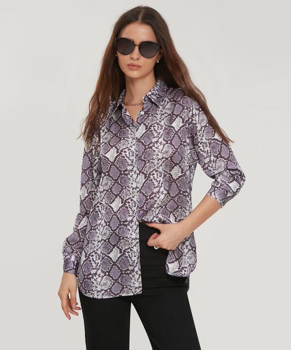 Camisa Estampada En Satín Manga Larga image number null