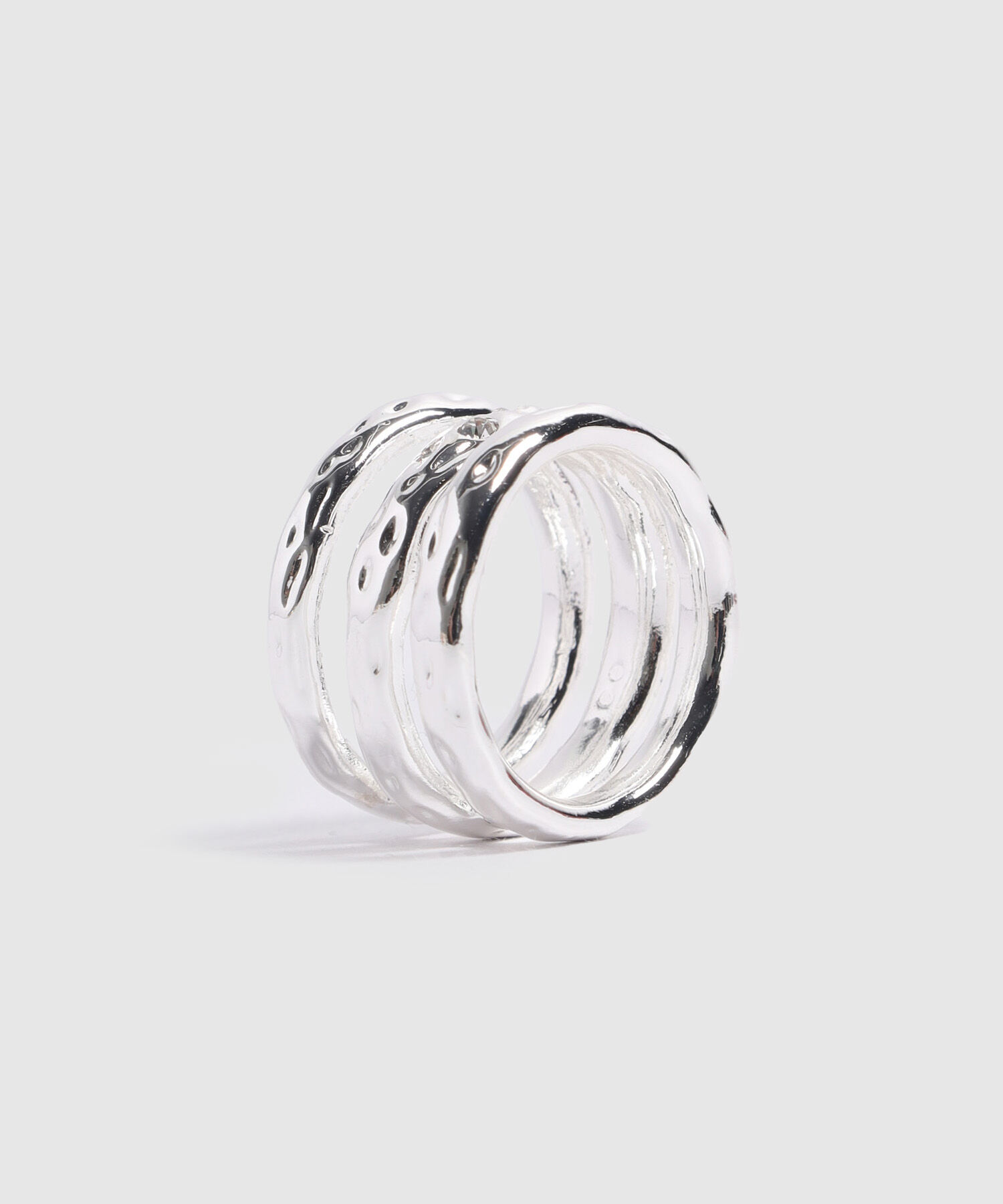 Anillo Múltiple con Diseño Martillado Para Mujer