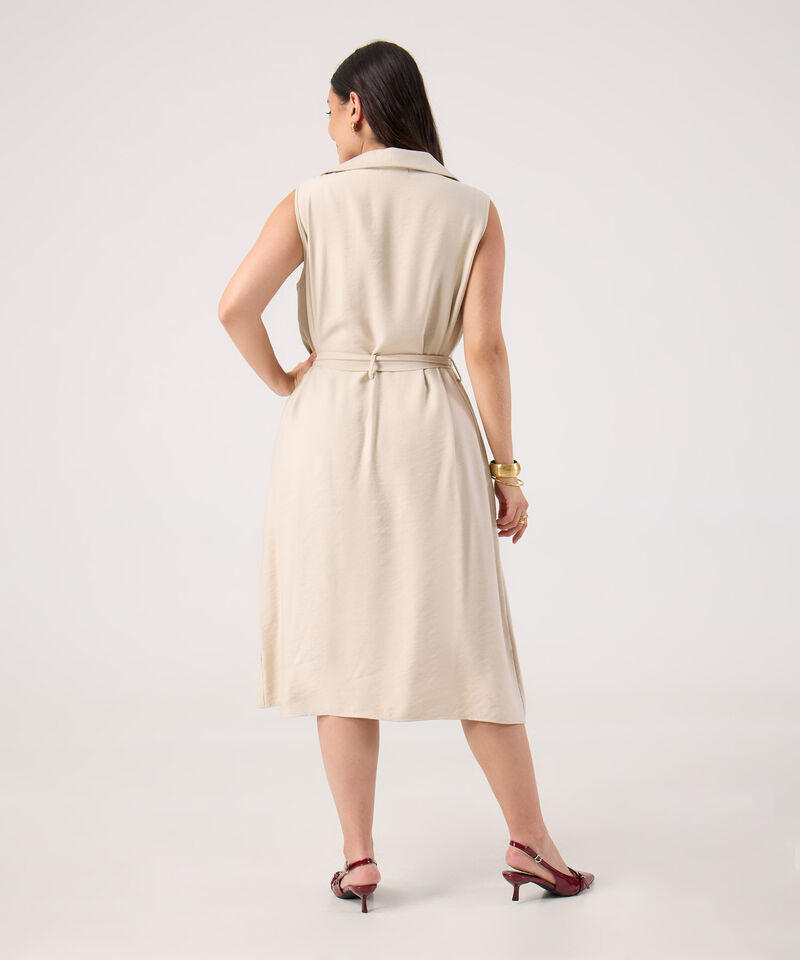 Vestido Unicolor Con Cinturon