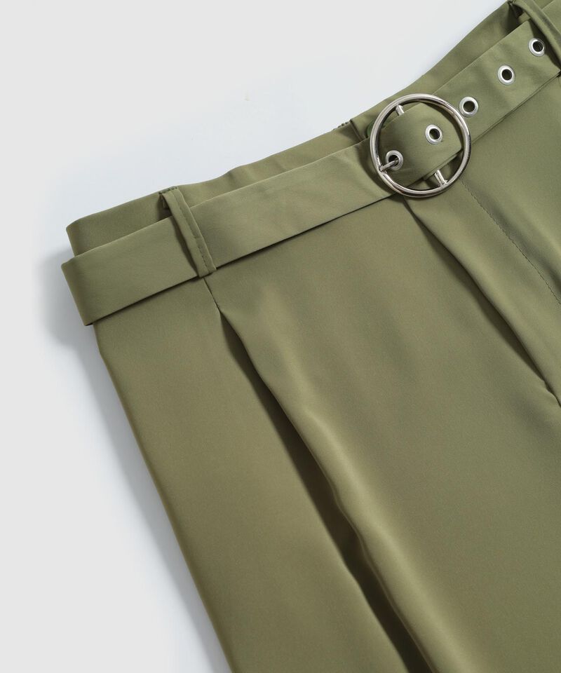 Pantal&oacute;n Unicolor Con Cintur&oacute;n Para Mujer Curvy