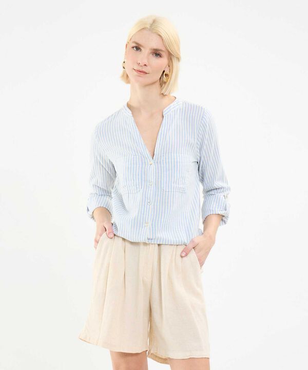 Blusa a Rayas en Efecto Lino image number null