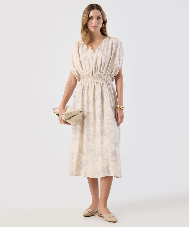 Vestido Mujer Midi Escote V El&aacute;stico En Cintura