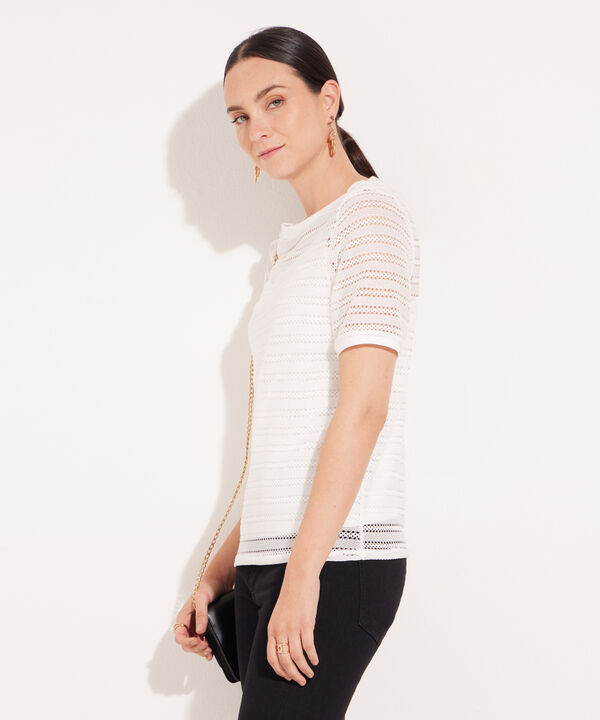 Camiseta Manga Corta En Crochet Con Top Interno
