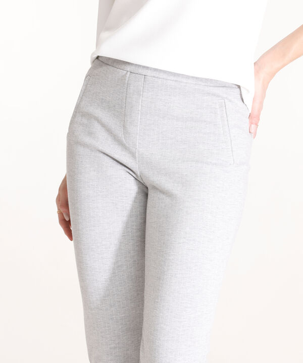 Leggings Preteñido Con Bolsillos Ribete En Frente, Simulacion Jota, Lineas Negro