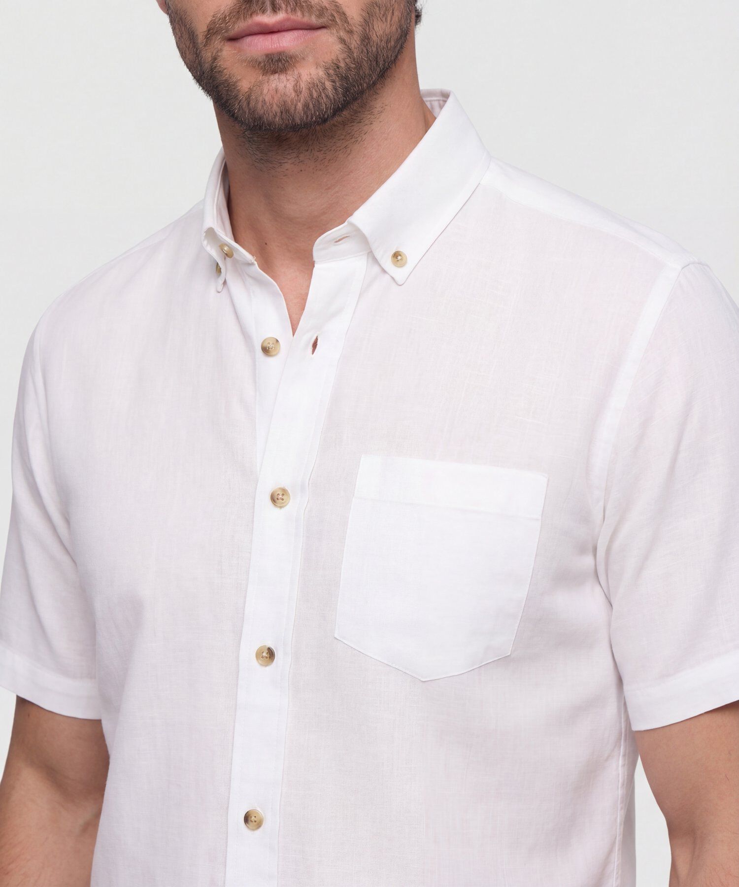Camisa Hombre Manga Corta con Cuello Button Down