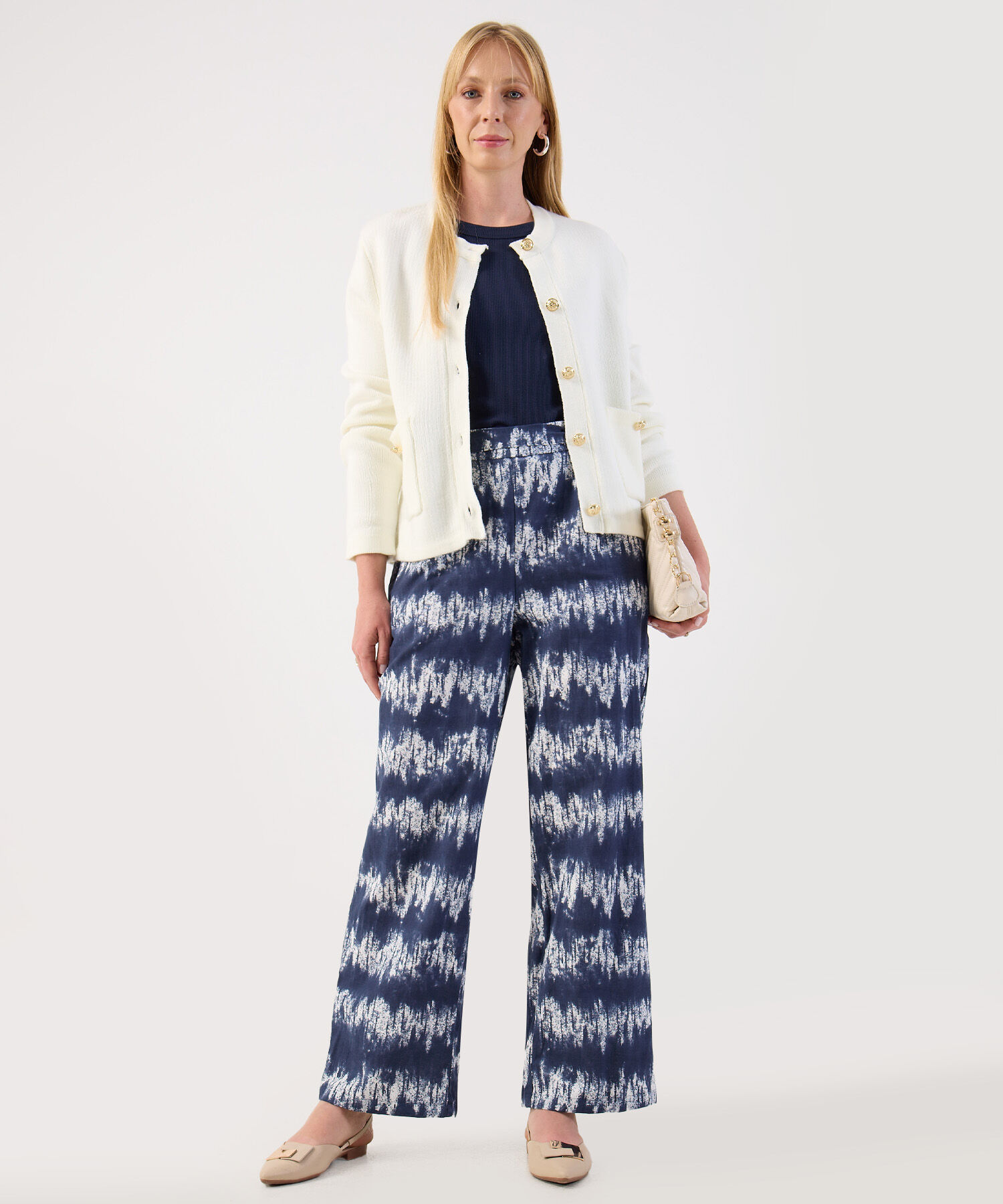 Pantalón Fluido Estampado Tie-Dye Azul