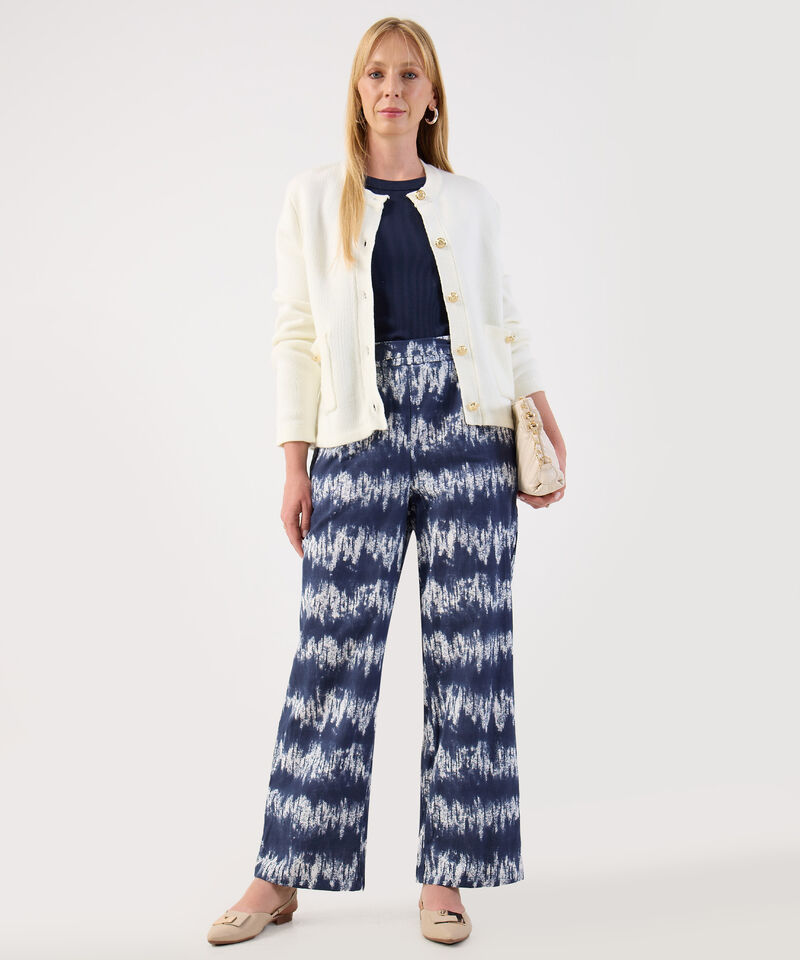 Pantalón Fluido Estampado Tie-Dye Azul