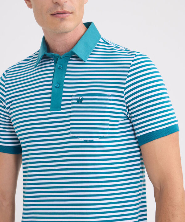 Polo Preteñida Cuello Maquina Con Bolsillo