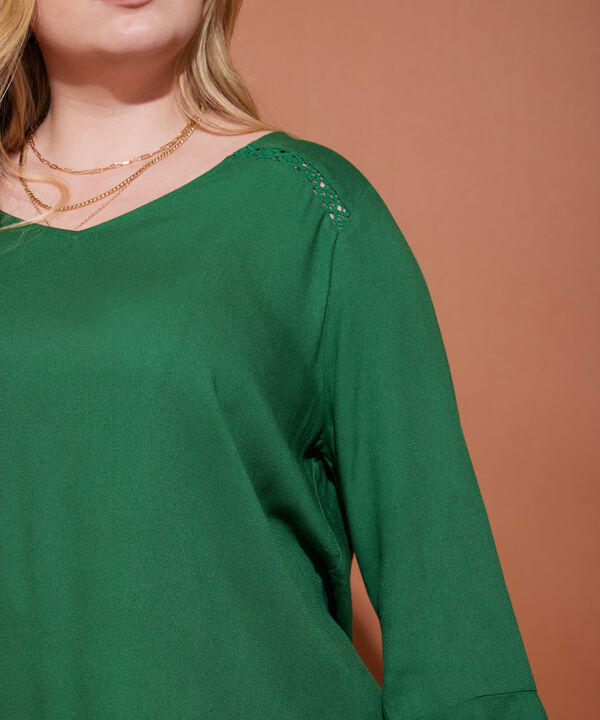 Blusa Manga 3/4 Con Ruche En Puño
