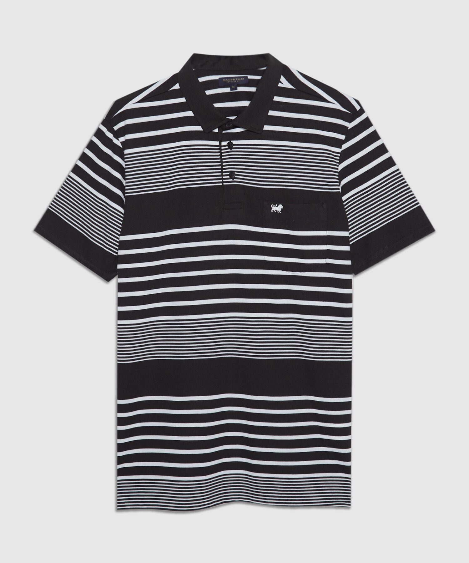Polo Preteñida Cuello Duro Con Bolsillo, Pechera Y Banda En Contraste Unicolor, Silueta Regular Fit