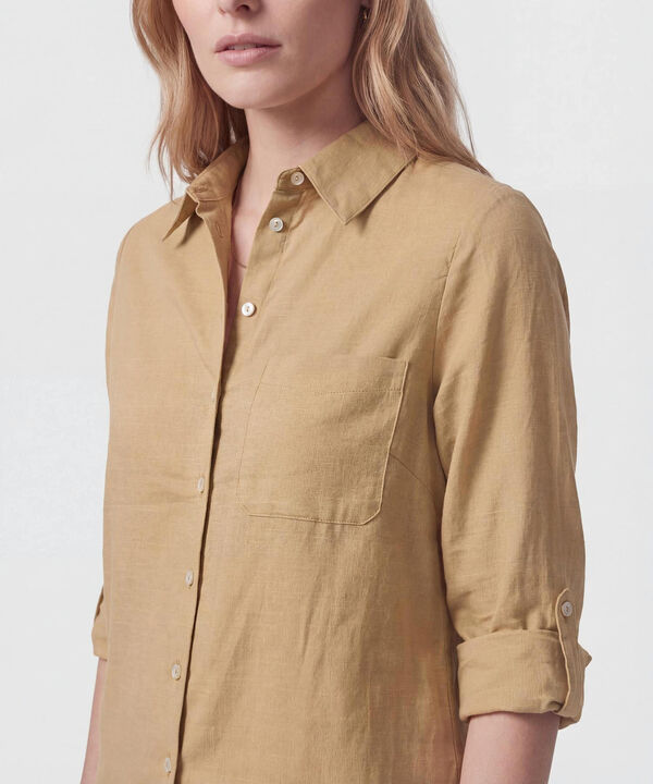 Camisa Unicolor Con Charretera Para Mujer