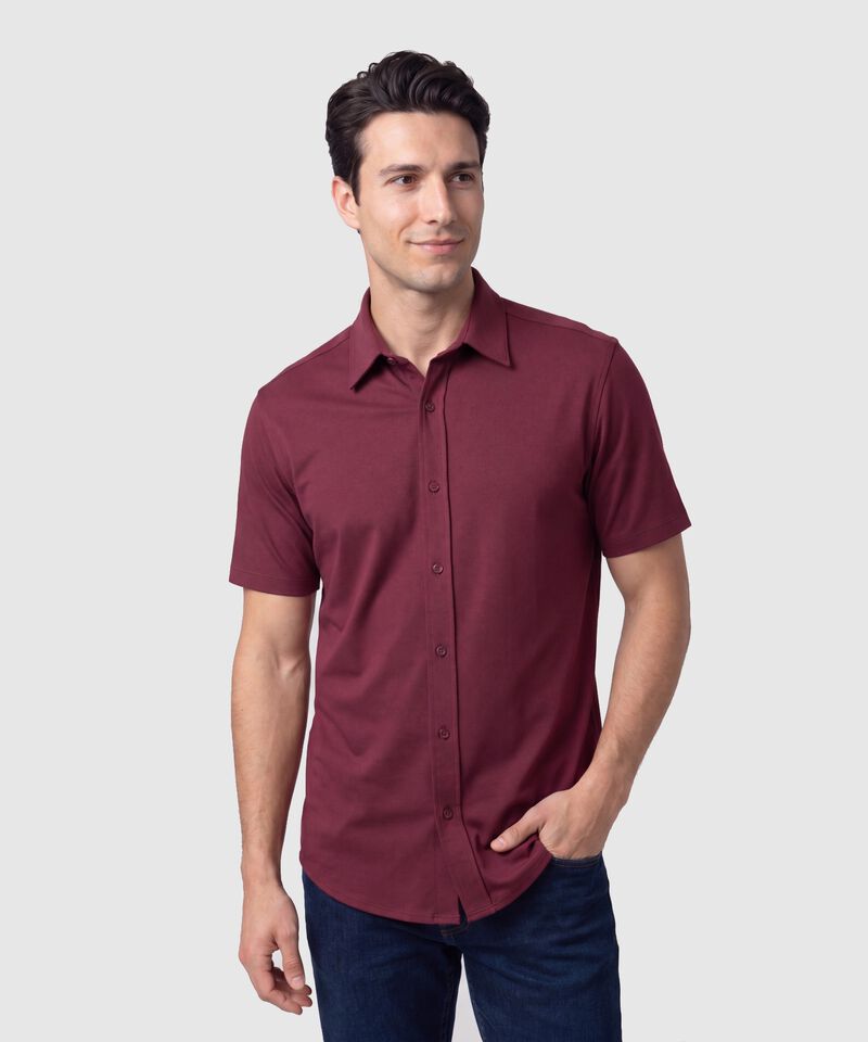Camisa Manga Corta Unicolor Para Hombre