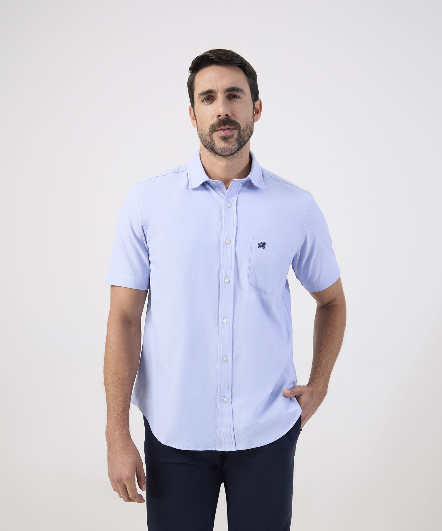 Camisa Unicolor Con Bolsillo 