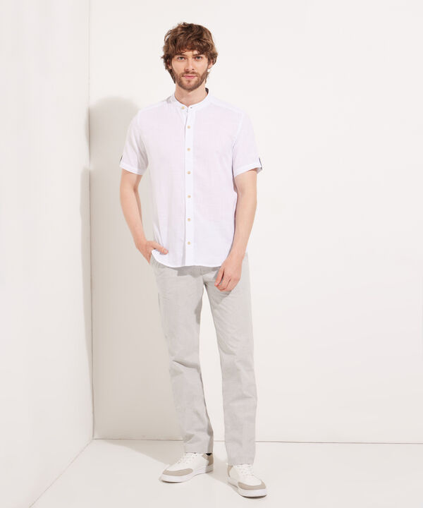 Camisa Cuello Neru Unicolor Manga Corta
