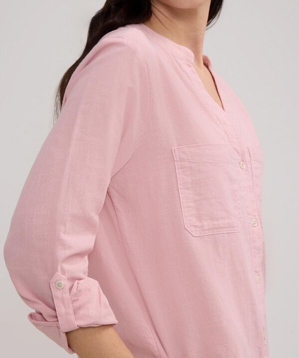 Blusa Manga Larga Unicolor En Lino image number null