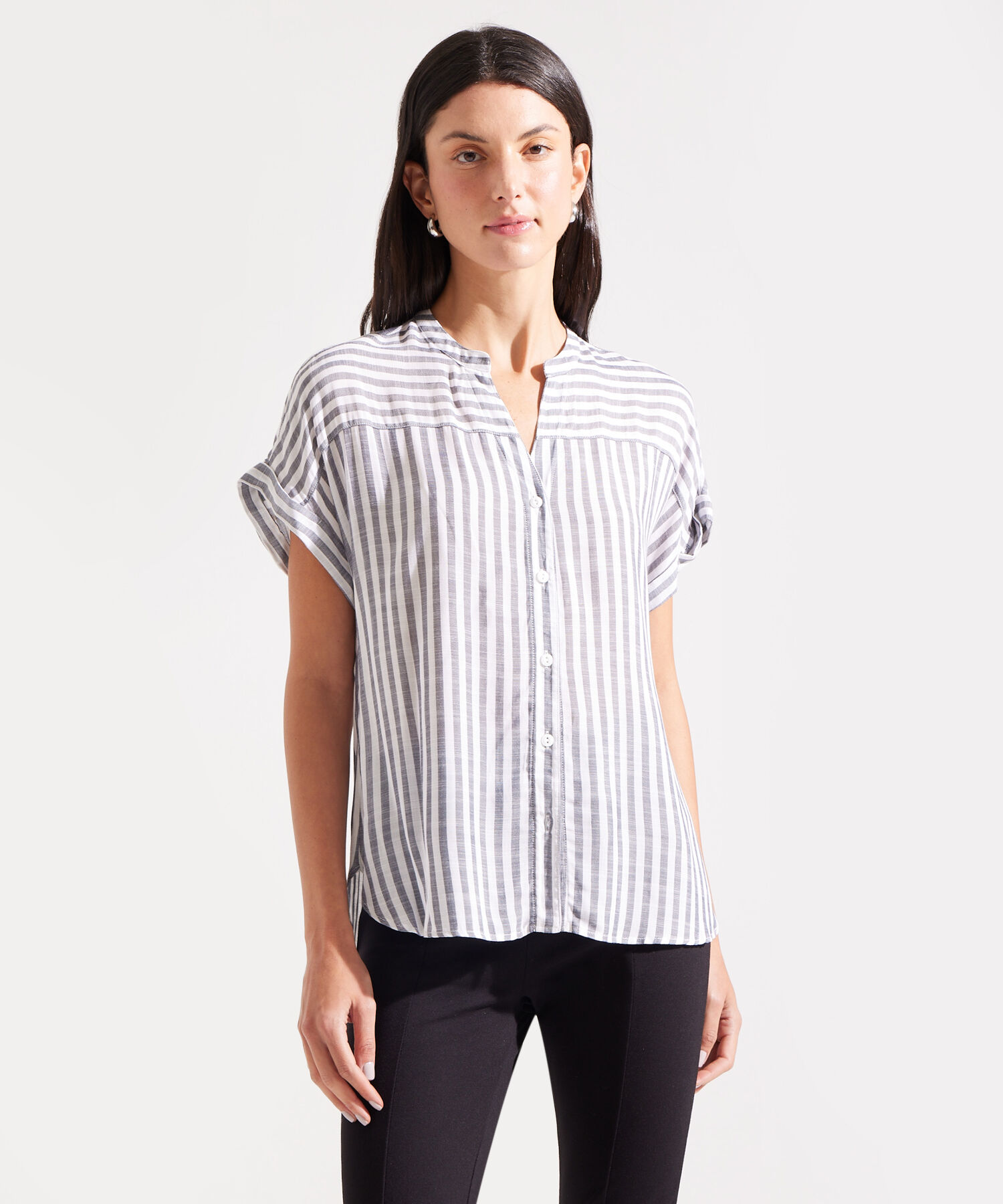 blusas rayadas manga corta