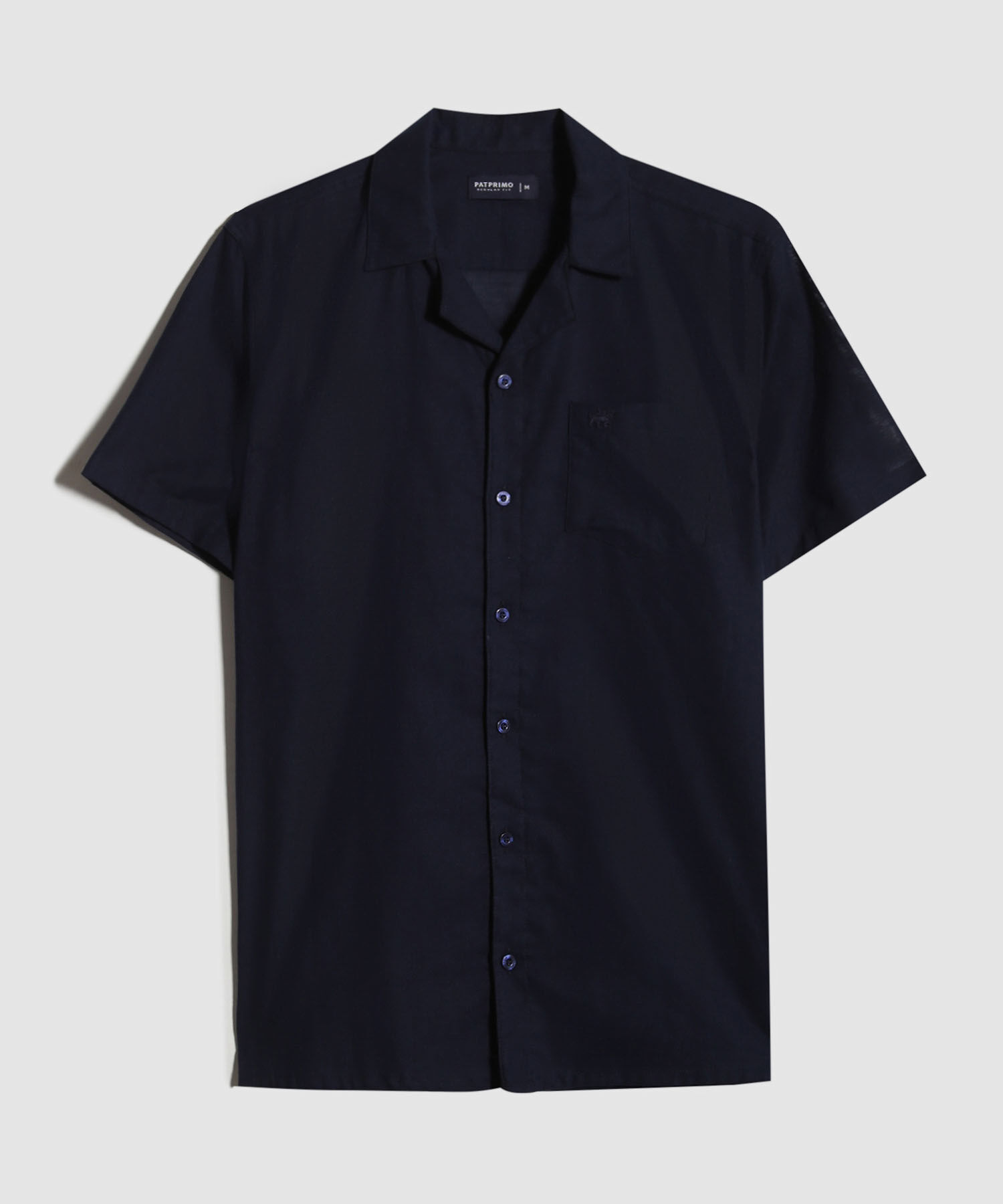 Camisa Manga Corta Cuello Resort Unicolor Con Bolsillo